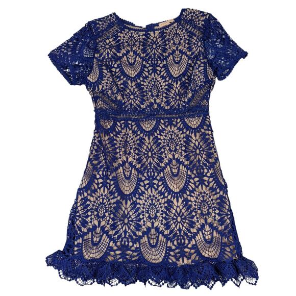 Hidden Label Short Sleeve Lace Shift Dress Blue Size M - Picture 16 of 16